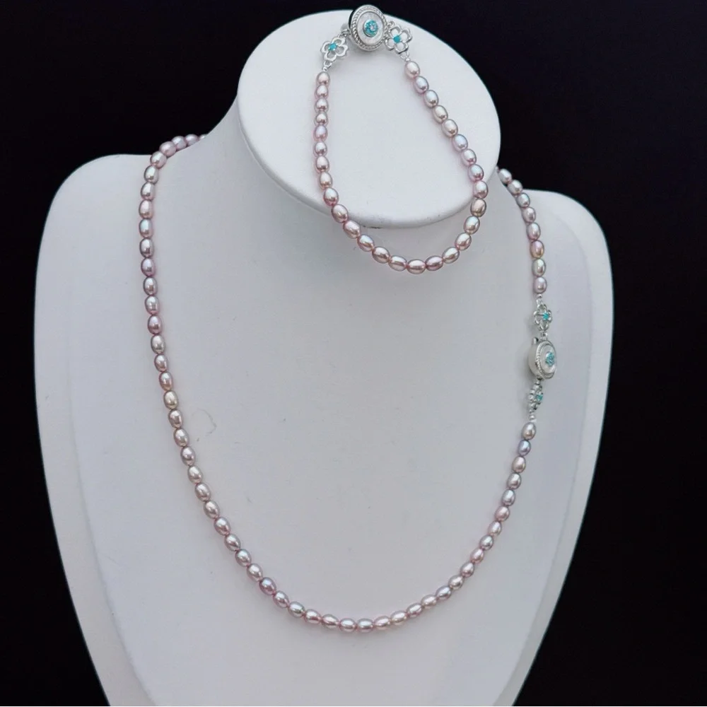 X782 Handmade High Quality Freshwater Baby Pearl Necklace Bracelet Set - Picture 6 of 8